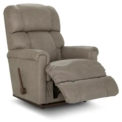 Taupe fabric recliner chair on a white background