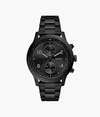Black wristwatch on a white background